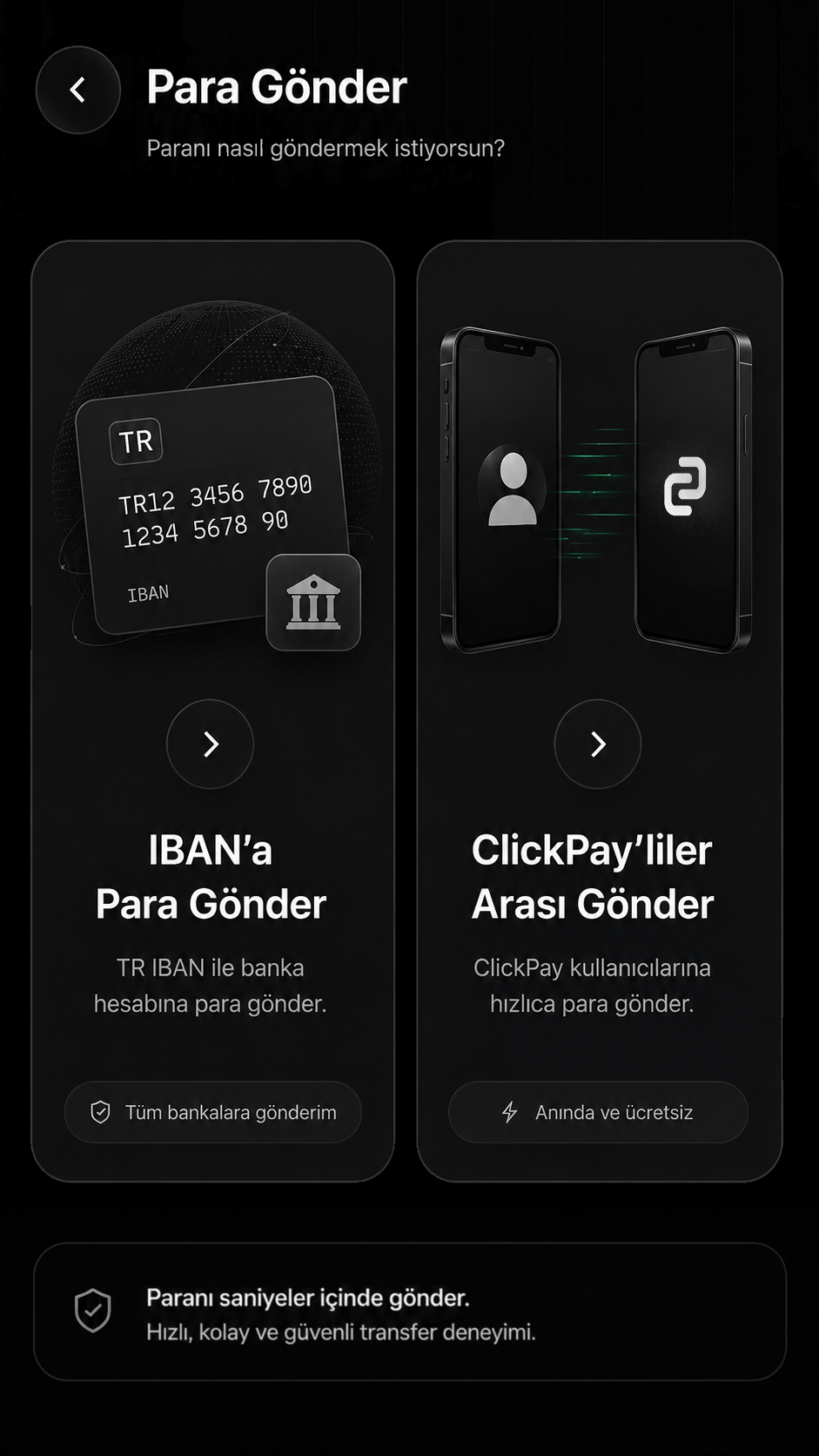 Para gönder seçenekleri